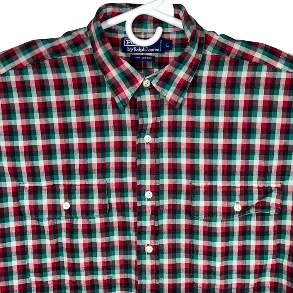 Polo by Ralph Lauren Men's Large Plaid Button Up Long Sleeve Shirt Cotton